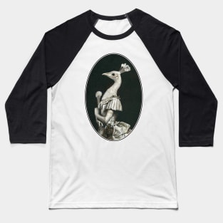 Victorian Lady Peacock Oval Design Baseball T-Shirt